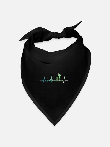 Vater und Sohn Herzschlag Geschenk Vater Sohn - Bandana Dreieckstuch - Schwarz