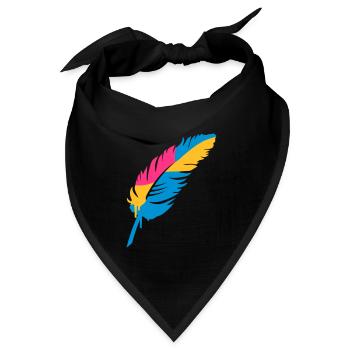 bunte Feder - Bandana Dreieckstuch - Schwarz - Vorne