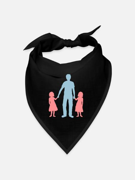 Vater 2 Töchter - Bandana Dreieckstuch - Schwarz