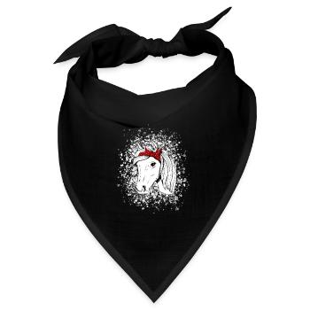 Pferd mit Schneeflocken - Bandana Dreieckstuch - Schwarz - Vorne