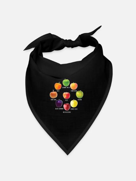 Apfelsorten Verschiedene Äpfel Realistischer Apfel - Bandana Dreieckstuch - Schwarz