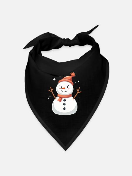 Schneemann, gemütliche Winterlaune - Bandana Dreieckstuch - Schwarz