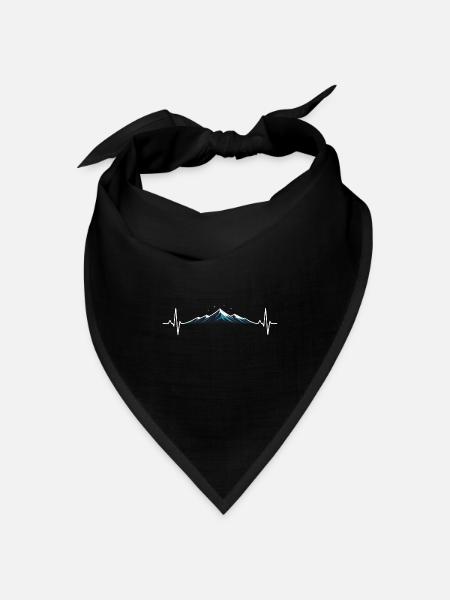 Herzschlag am Berggipfel - Bandana Dreieckstuch - Schwarz