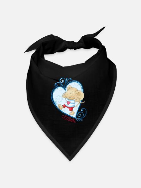 Lillebi Herz blau - Bandana Dreieckstuch - Schwarz