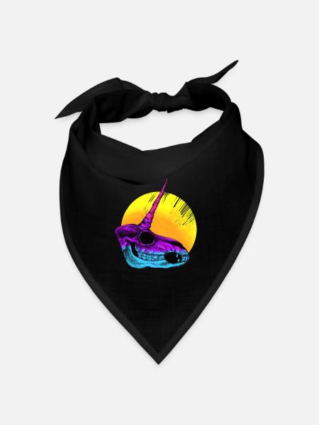 Einhorn Schädel - Bandana Dreieckstuch - Schwarz