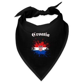 Kroatien Splatter Croatia - Bandana Dreieckstuch - Schwarz - Vorne
