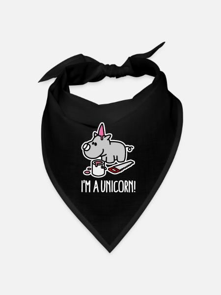 Ich bin ein Einhorn Nashorn lustige mollig BBW Plus Größe - Bandana Dreieckstuch - Schwarz