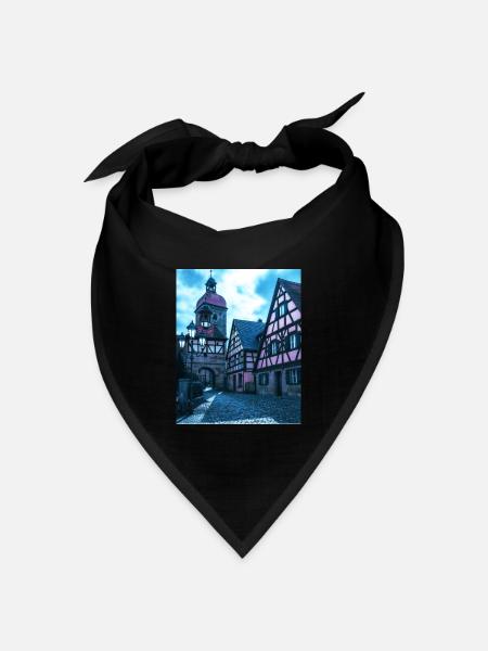 Mittelalter Stadt - Bandana Dreieckstuch - Schwarz