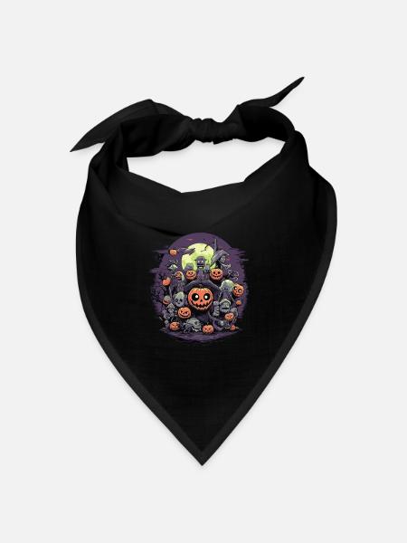Lustiges Halloween Kürbis & Zombie Shirt - Bandana Dreieckstuch - Schwarz