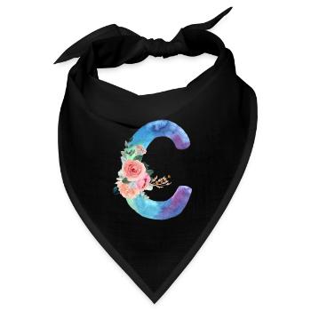 Buchstabe c Aquarell - Bandana Dreieckstuch - Schwarz - Vorne