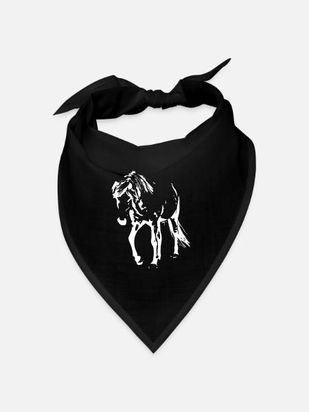 weißes Pferd weiß Pferde T-shirt Geschenk Reiter - Bandana Dreieckstuch - Schwarz