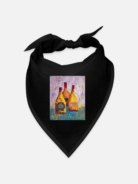 Abstrakte Weinetiketten Round Hill - Bandana Dreieckstuch - Schwarz