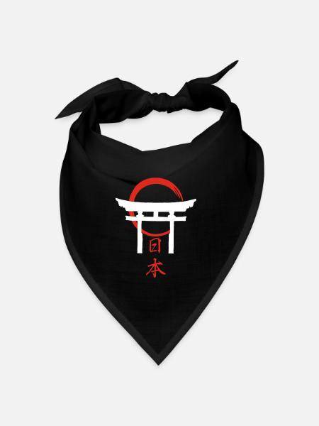 Torii-Tor (Weiß) - Bandana Dreieckstuch - Schwarz