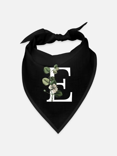 Grüner botanischer Buchstabe E - Bandana Dreieckstuch - Schwarz