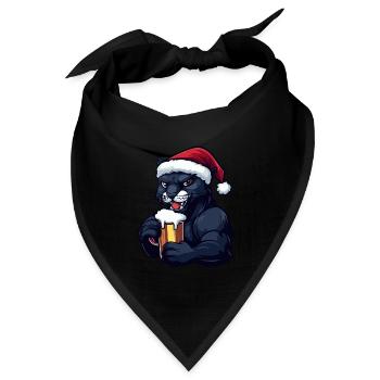 Panther Weihnachten Bier - Bandana Dreieckstuch - Schwarz - Vorne