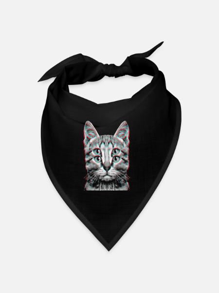 Glitch Weird Cat Kitten Optical Illusion - Bandana Dreieckstuch - Schwarz