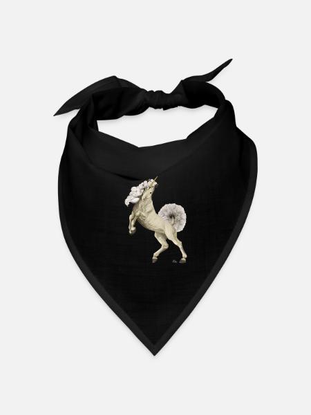 Einhorn mit Schweif und Mähne aus Pusteblume - Bandana Dreieckstuch - Schwarz