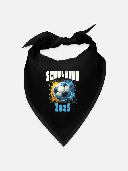 Einschulung Schulkind 2025 Fußball - Bandana Dreieckstuch - Schwarz