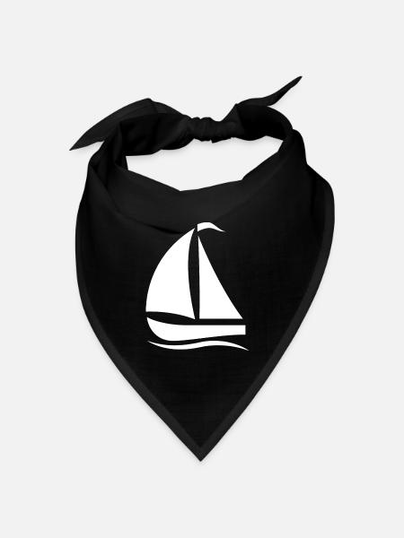 Minimalistische Segelboot Silhouette Nordsee  - Bandana Dreieckstuch - Schwarz
