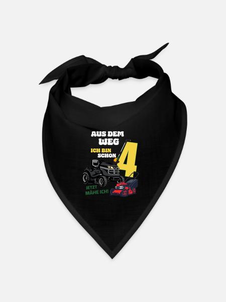 4. Geburtstag - Junge 4 Jahre Rasenmäher Traktor - Bandana Dreieckstuch - Schwarz