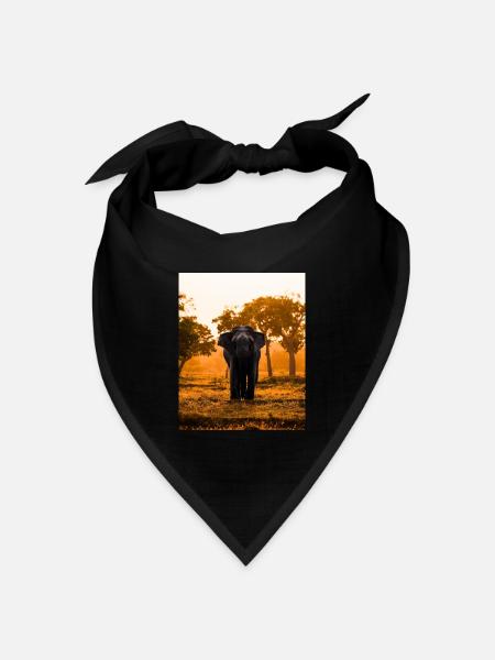 Elefant-Baum-Sonnenuntergang-Sonnenaufgang - Bandana Dreieckstuch - Schwarz