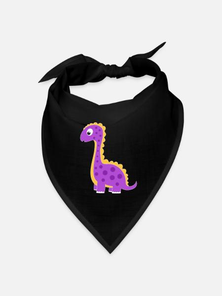 Verspielter Dino mit bunten Punkten - Bandana Dreieckstuch - Schwarz