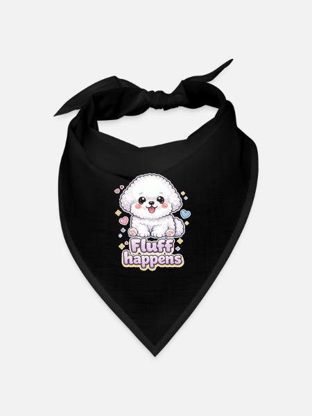 Fluff Happens – kawaii Bichon Dog Design - Bandana Dreieckstuch - Schwarz