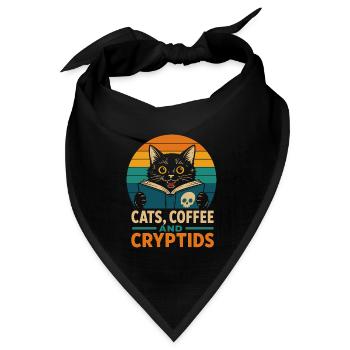 Cats Coffee and Cryptids - Bandana Dreieckstuch - Schwarz - Vorne