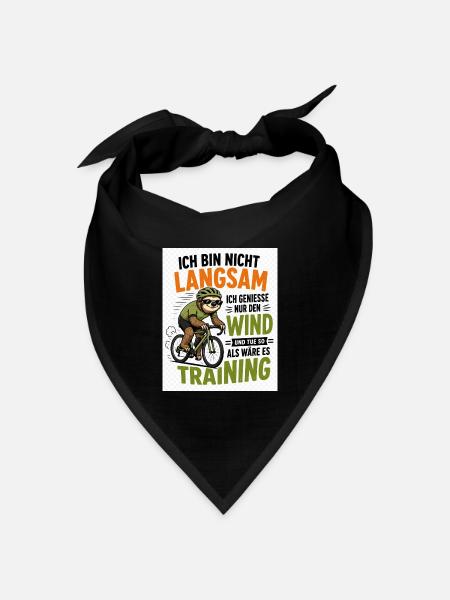 Faultier auf Fahrrad - Bandana Dreieckstuch - Schwarz