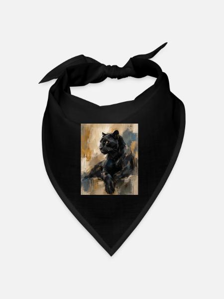 Sitzende Panther - Bandana Dreieckstuch - Schwarz