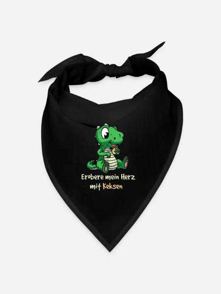 Erobere mein Herz mit Keksen Dino kinder Fantasy - Bandana Dreieckstuch - Schwarz