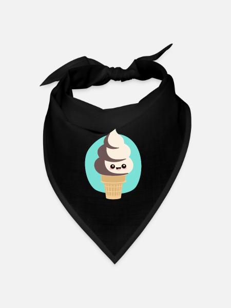süßes Softeis Sommer Kawaii - Bandana Dreieckstuch - Schwarz