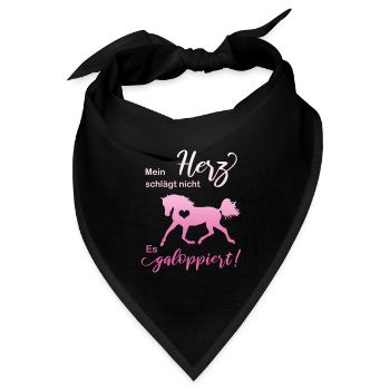 Pferdefan Herz Pferde Reiterin Mädchen Geschenk - Bandana Dreieckstuch - Schwarz - Vorne