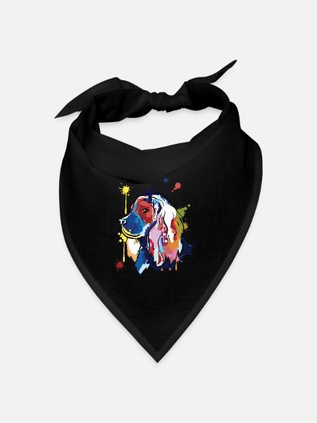 Cocker spaniel - bunte Illustration - Bandana Dreieckstuch - Schwarz