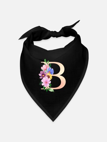 Buchstabe B geblümt - Bandana Dreieckstuch - Schwarz