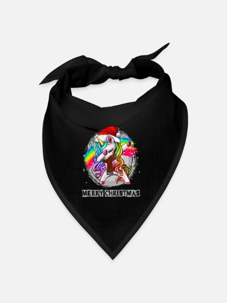 Dabbing Unicorn Weihnachten Spruch Einhorn - Bandana Dreieckstuch - Schwarz
