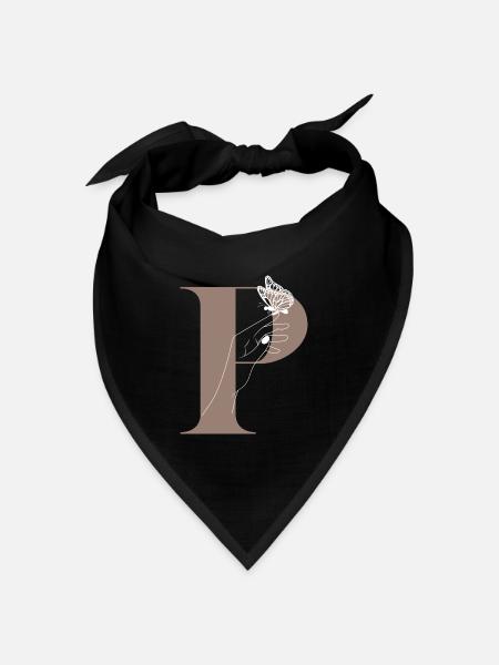 Buchstabe P Magischer Schmetterling - Bandana Dreieckstuch - Schwarz