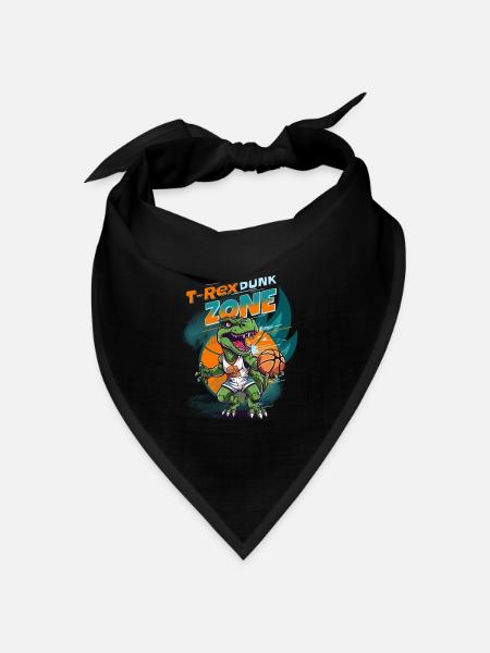 Basketball Dinosaurier T-Rex Tier Spieler Cartoon - Bandana Dreieckstuch - Schwarz