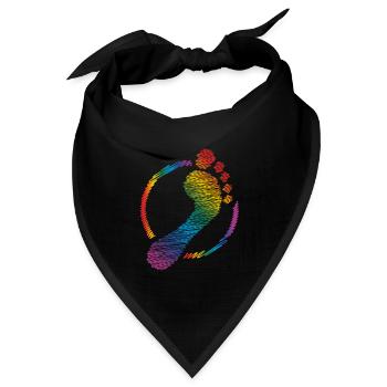 Regenbogen Fußabdruck rainbow footprint - Bandana Dreieckstuch - Schwarz - Vorne