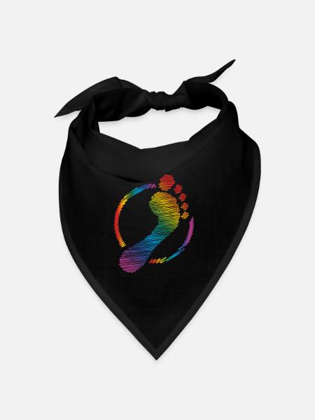 Regenbogen Fußabdruck rainbow footprint - Bandana Dreieckstuch - Schwarz