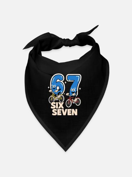 67 Six Seven meme Radfahren - Italienisch Lust - Bandana Dreieckstuch - Schwarz