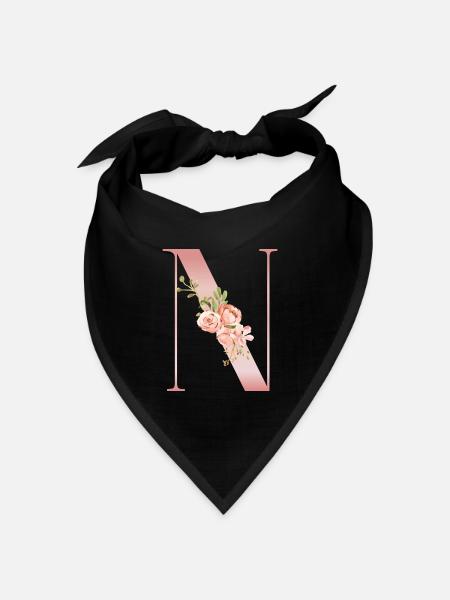 Drop Cap N Floral Soft Pink - Bandana Dreieckstuch - Schwarz