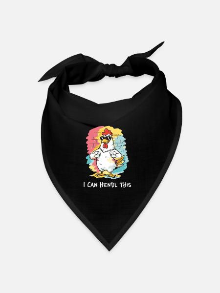 I Can Hendl This – Lustiges Wortspiel Hühner Hahn - Bandana Dreieckstuch - Schwarz