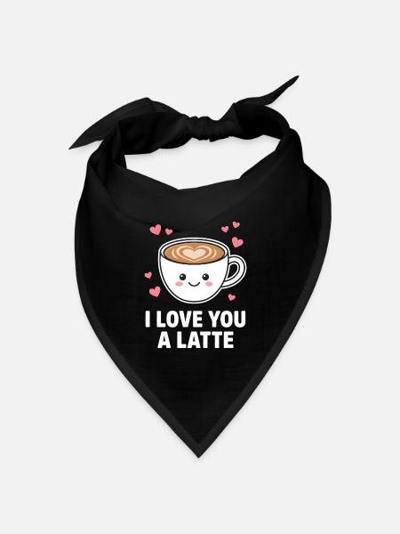 Ich liebe dich, ein süßer Latte-Kaffee-Design - Bandana Dreieckstuch - Schwarz