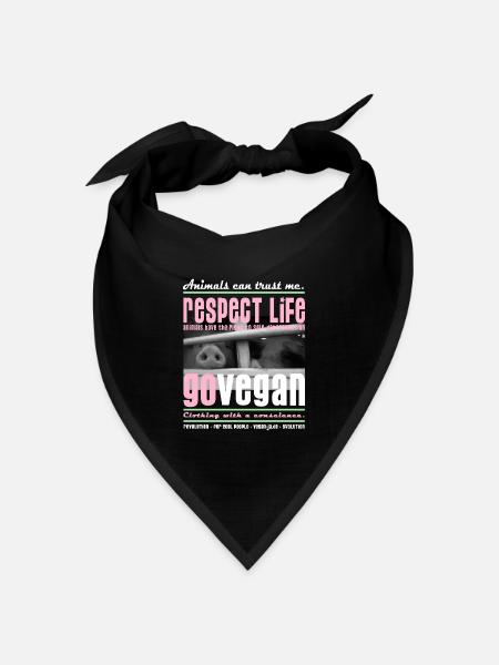 RESPECT LIFE - GO VEGAN - Bandana Dreieckstuch - Schwarz