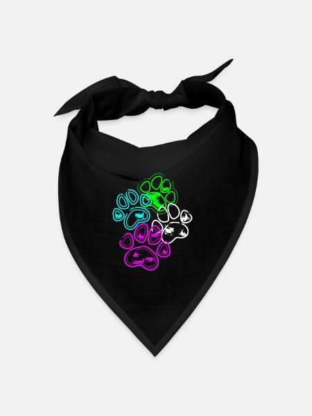 Neon-Paw Design - Bandana Dreieckstuch - Schwarz