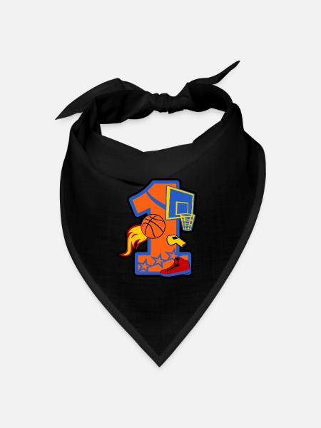 Basketball 1. Geburtstag Party Nummer 1 - 1 Jahre - Bandana Dreieckstuch - Schwarz