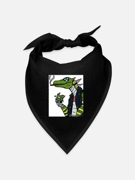 Rauchender Dino - Bandana Dreieckstuch - Schwarz