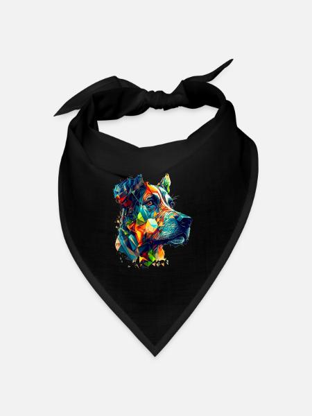 Die deutsche Dogge als buntes Vector Artwork - Bandana Dreieckstuch - Schwarz