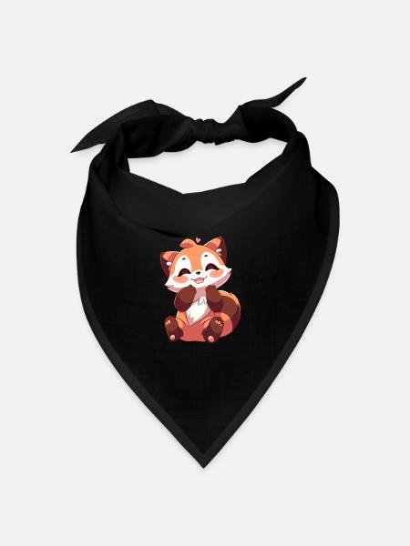 Roter Panda - Bandana Dreieckstuch - Schwarz